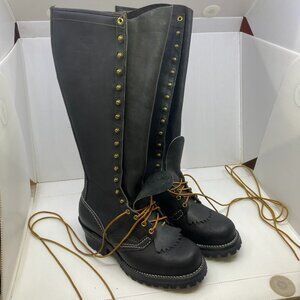 NEW condition 1990 WESCO lineman black leather 18 1/2"  mens boots sz 8 EE